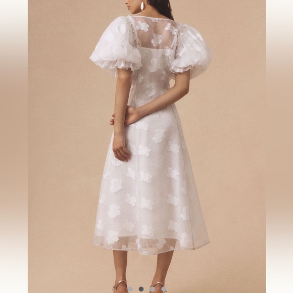 NWT Let Me Be (Anthropologie) puff-sleeved sheer midi dress - Picture 4 of 5